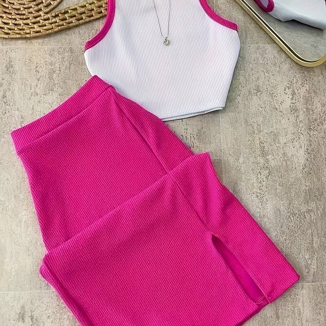 Women’s 2-Piece Set – Tank Top & High-Waist Skirt Outfit for Casual, Party & Summer Wear