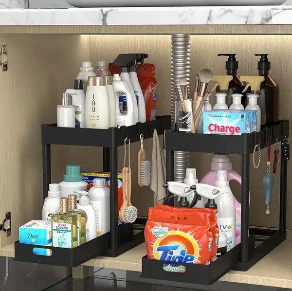 Under Sink Organizer Adjustable Shelf Cabinet Rack