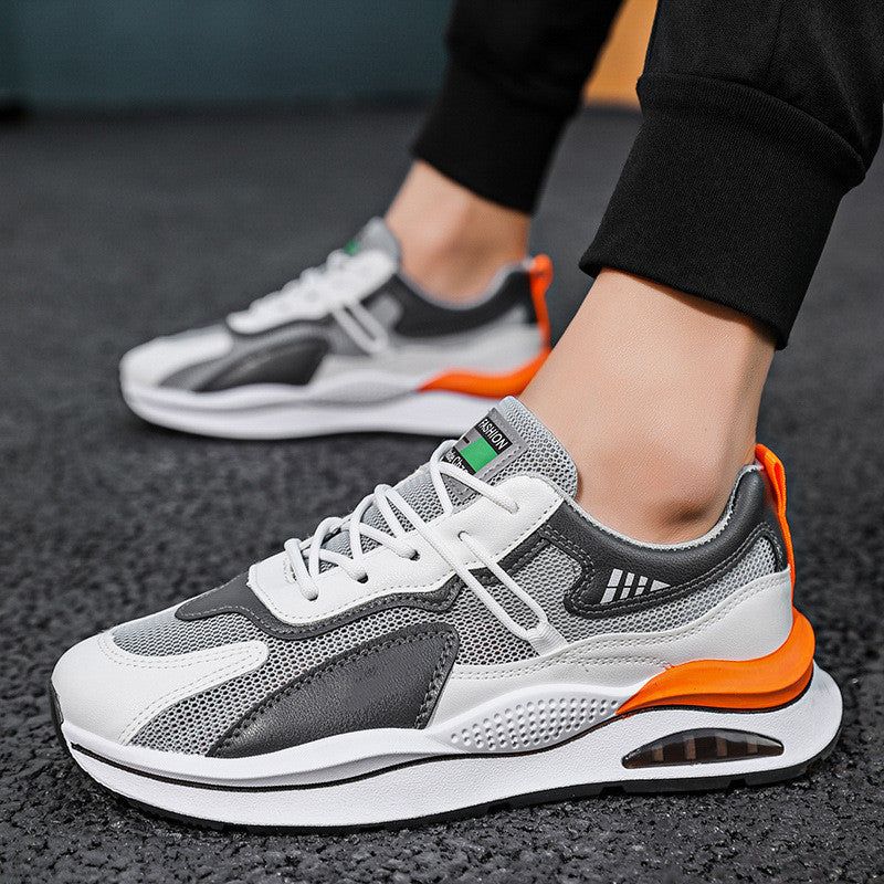 Men’s Casual Platform Sports Shoes Color Block Lace-Up Sneakers with PVC Rubber Sole Lightweight Design