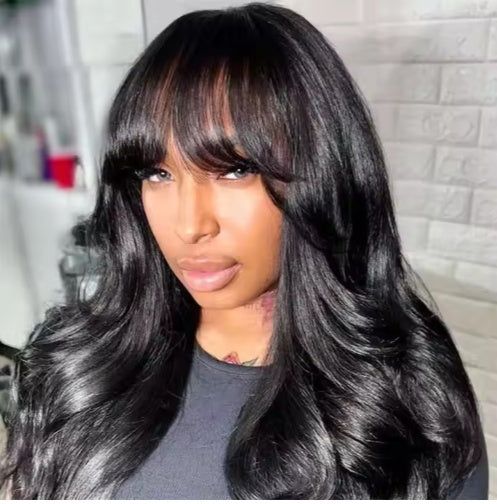 Glueless Body Wave Lace Front Wig with Bangs