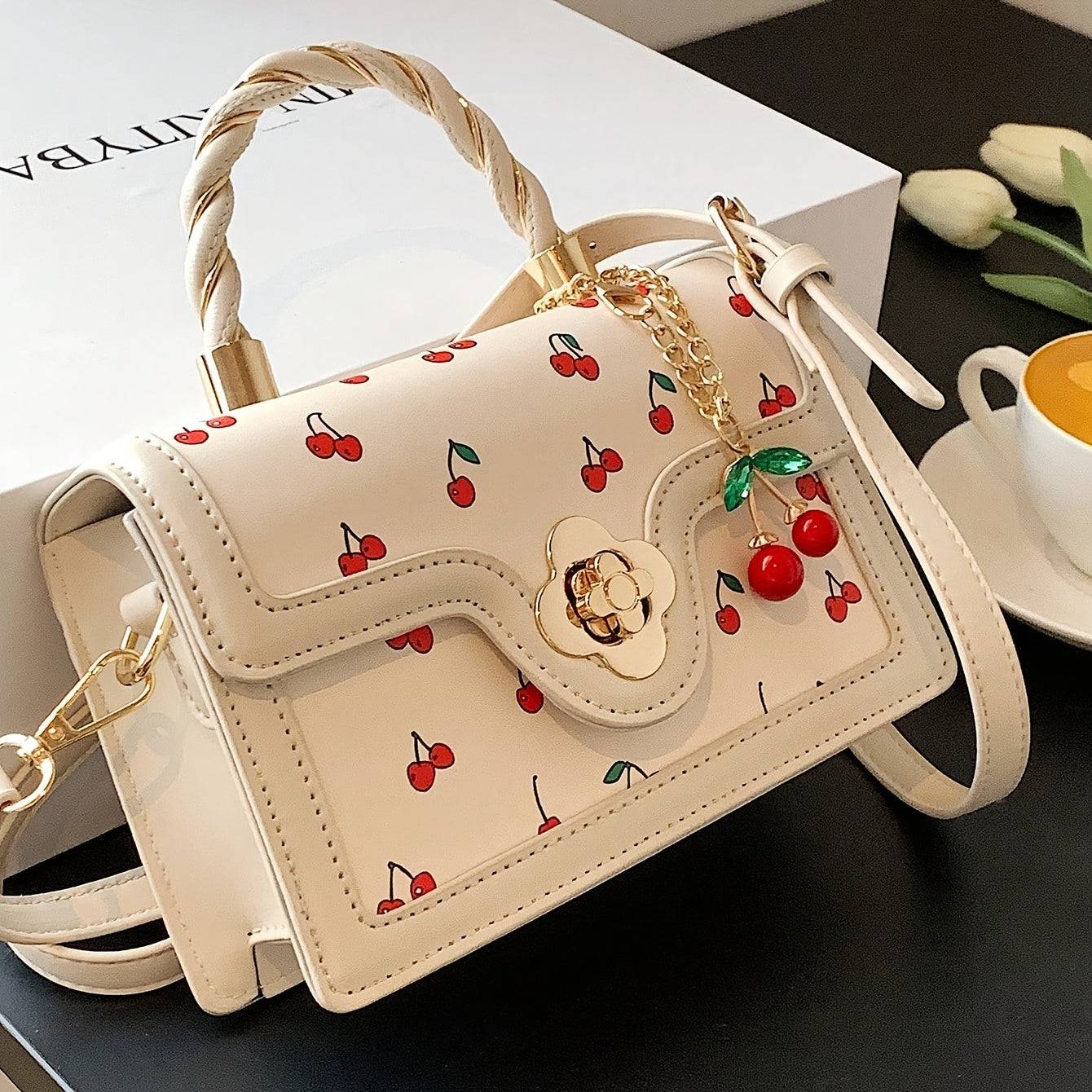 Women's Crossbody Bag with Golden-Tone Hardware, Lightweight PVC Small Purse with Kiss Lock Closure, Compact Shoulder Handbag for Travel & Everyday Use
