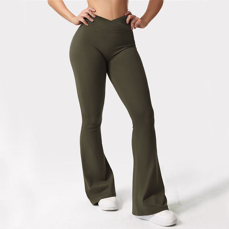 Womens V Waist Flare Leggins with Contouring Stretch Fit