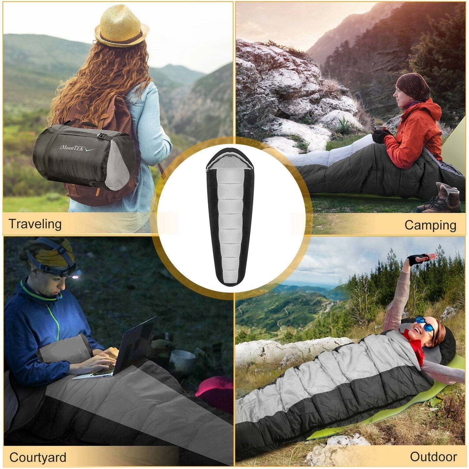 3 Season Waterproof Sleeping Bag for Camping and Hiking
