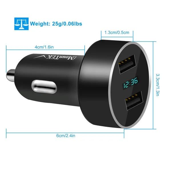 Dual USB Car Charger 3.1A Fast Charge LED