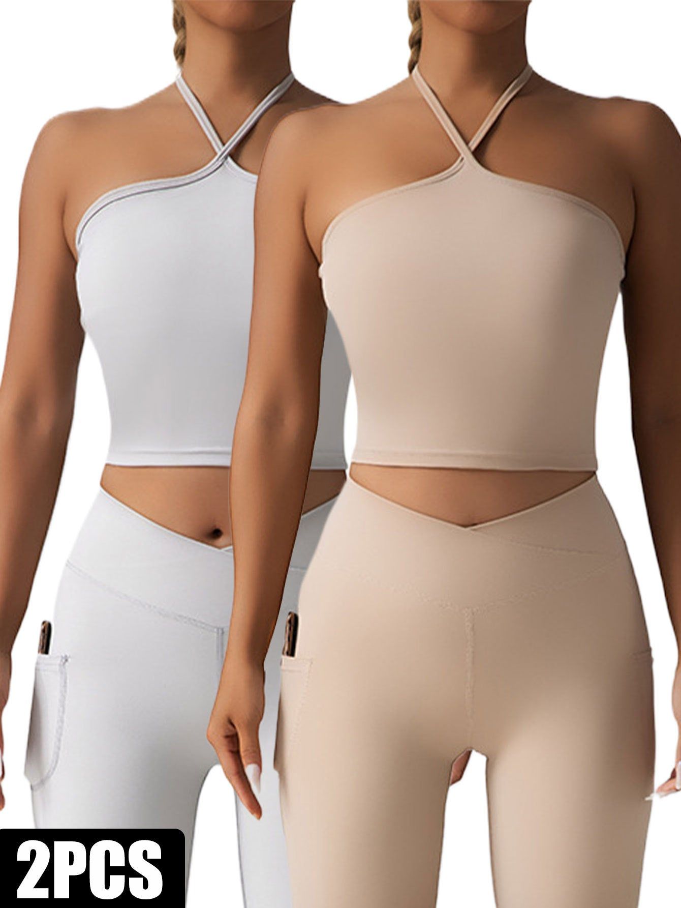 Seamless Racerback Sports Bra 2 Pack High Support Padded