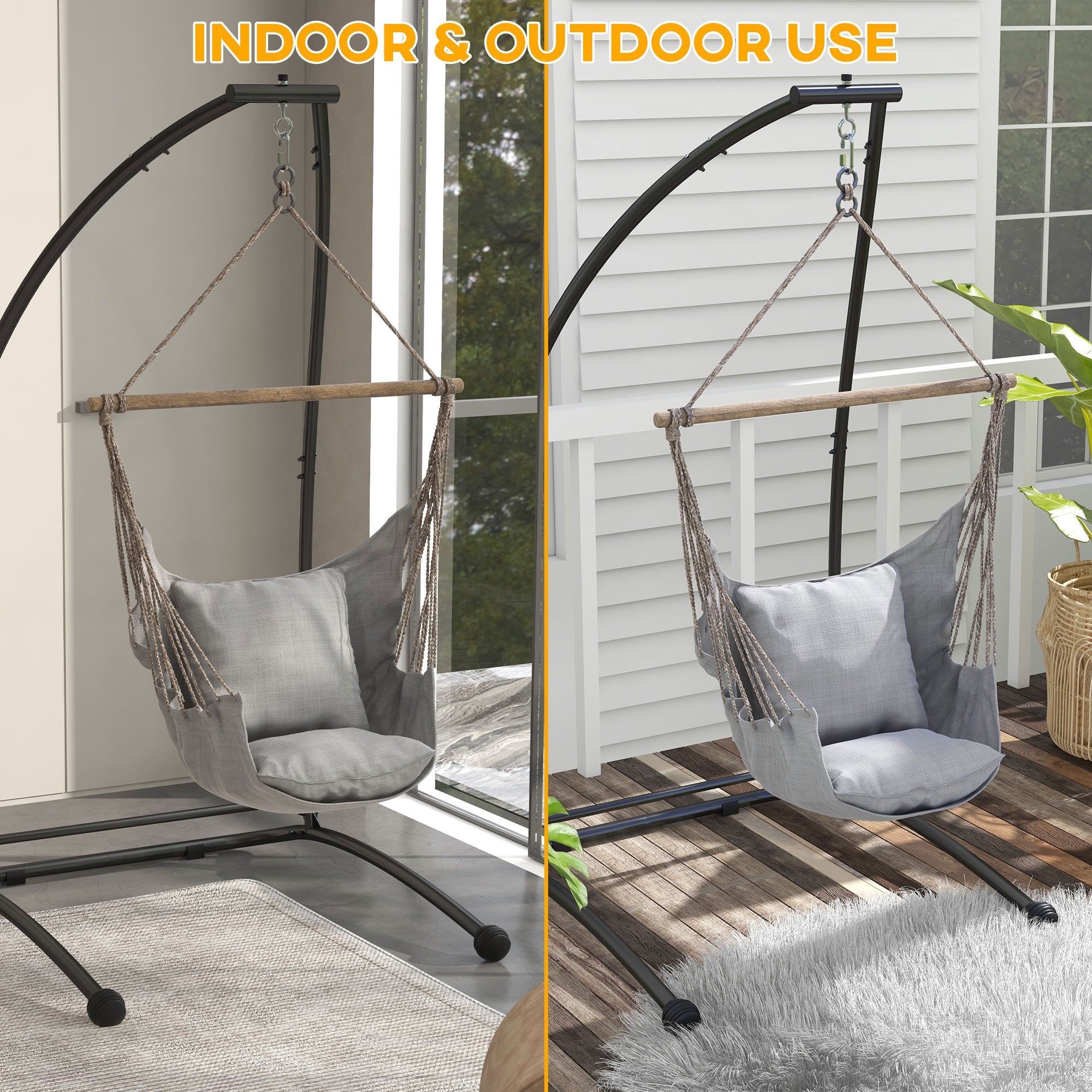 Metal Hammock Chair Stand for Indoor and Outdoor Use