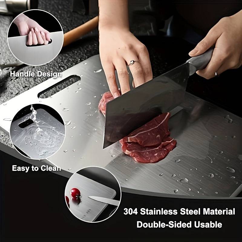Premium Double-Sided Stainless Steel Cutting Board Food Grade Material for Kitchen & Dining Use