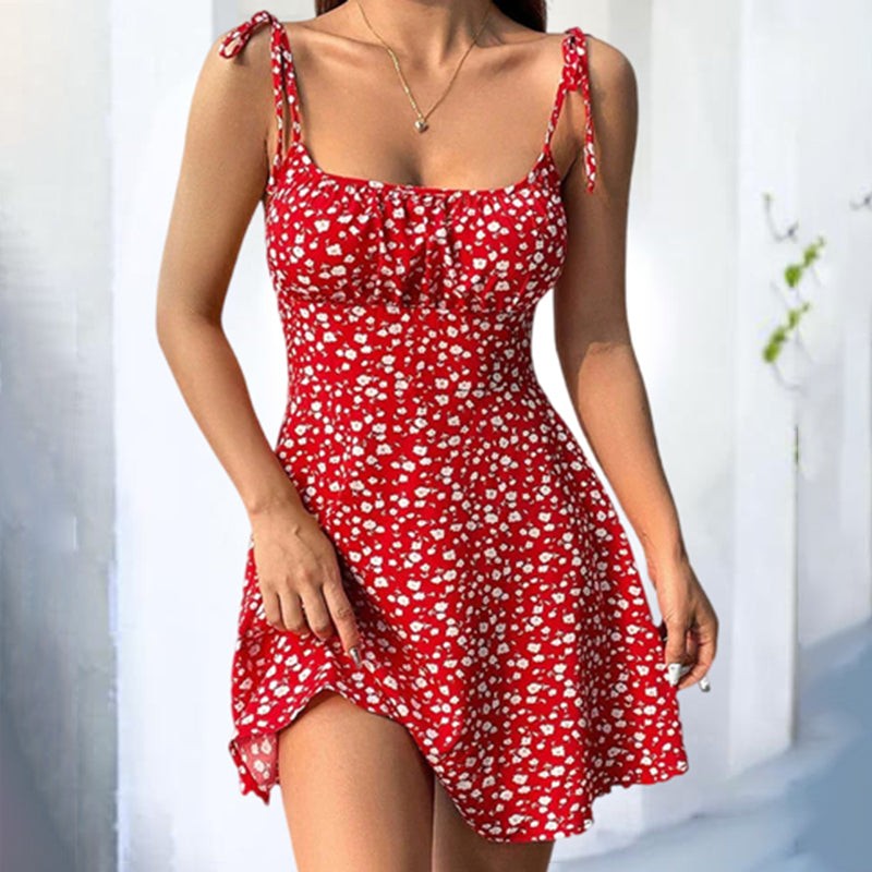 Floral Mini Dress with Spaghetti Straps for Summer