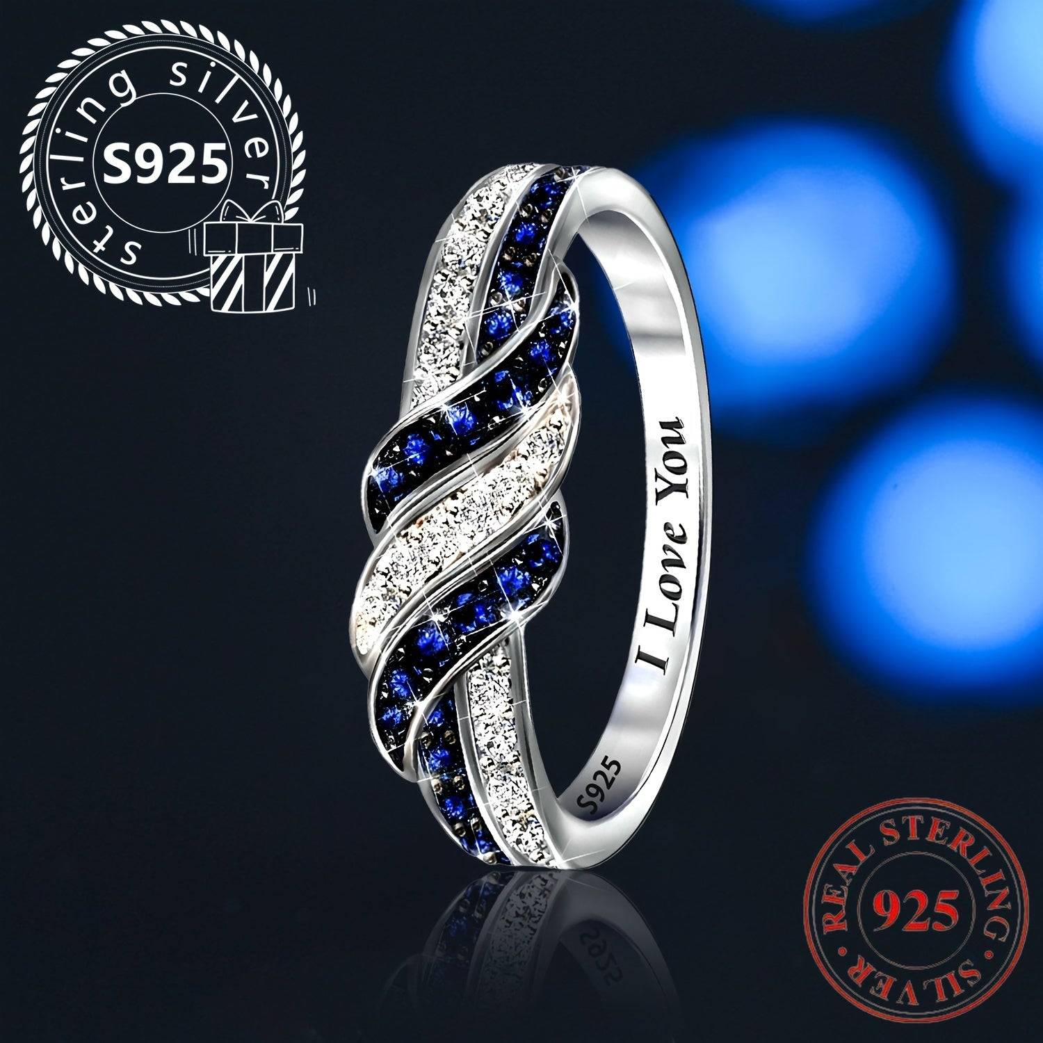 925 Sterling Silver Twisted Ring for Women – Elegant Cubic Zirconia Design, Perfect for Weddings, Engagements & Anniversary Gifts