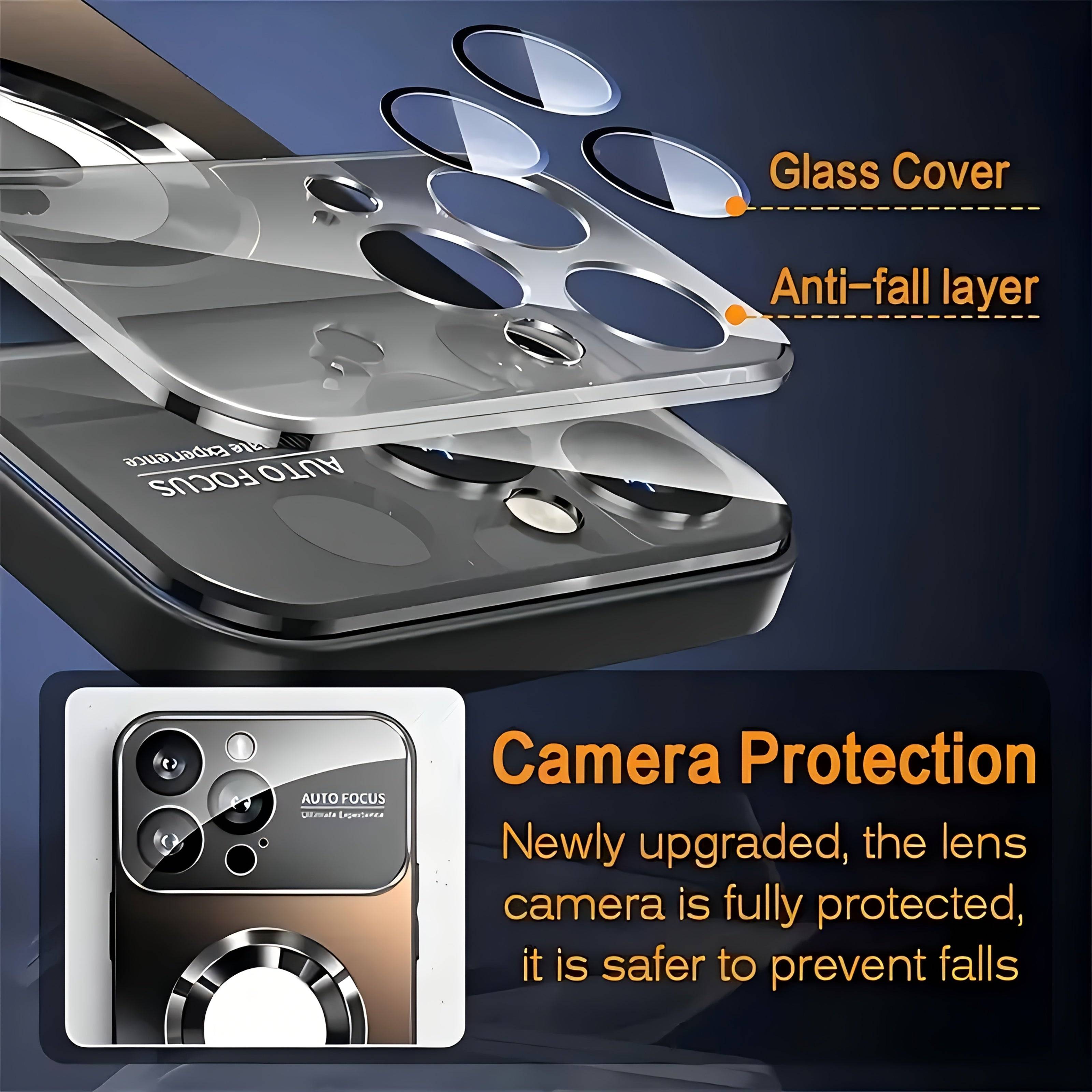 2-Pack Titanium Phone Cases for iPhone 12/13/14/15/16 Pro Max Plus, Privacy Frosted Cover with Magnetic Wireless Charging and Shockproof Camera Lens Protector