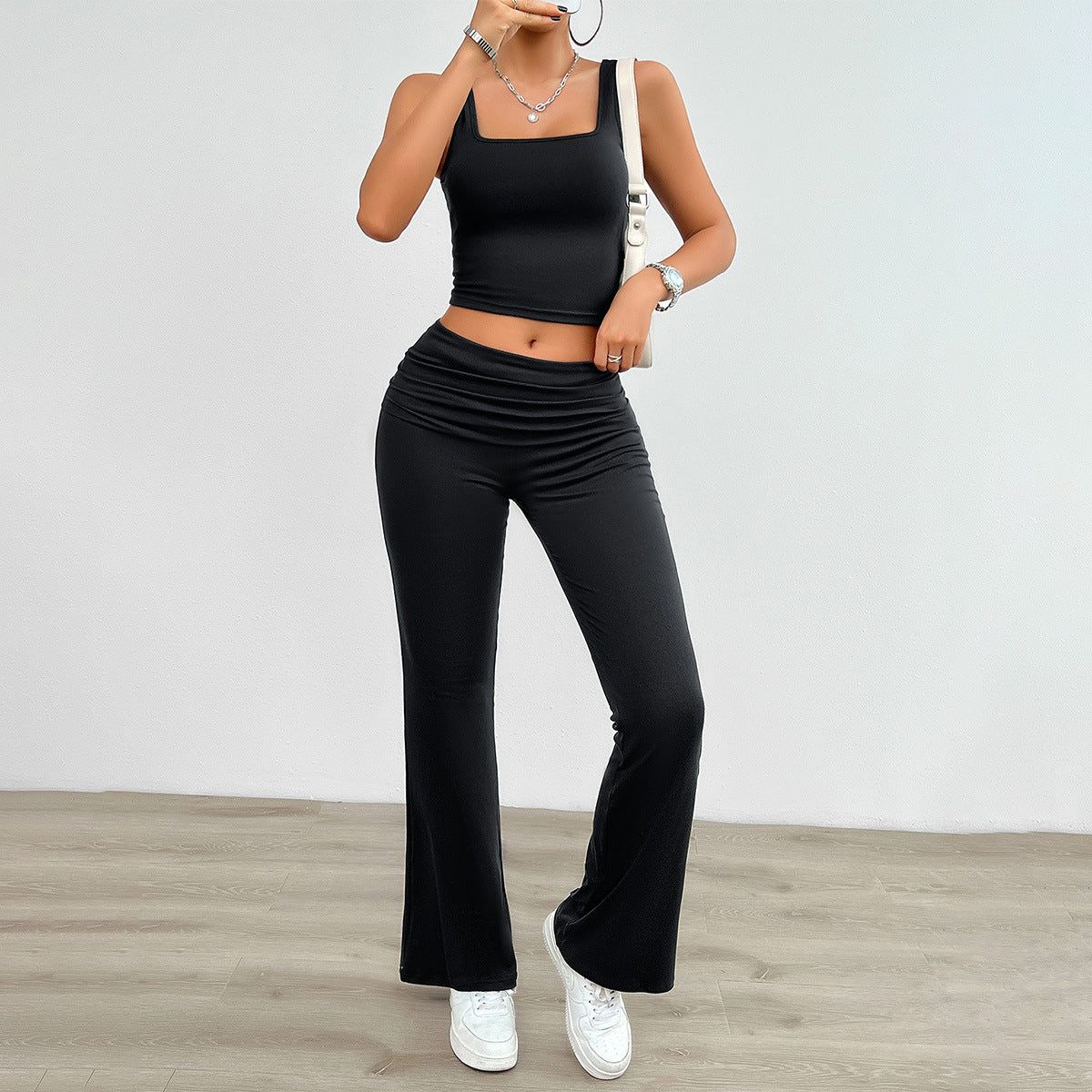 Womens Pant Top Set Slim Trousers Sleeveless Vest Two Piece
