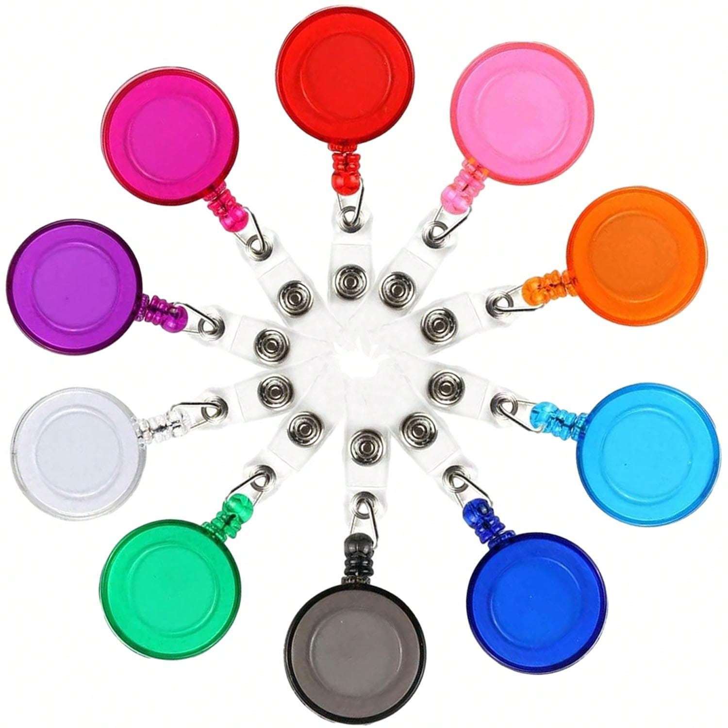 Retractable Badge Reel Set with Colored Buckles 20 Pieces