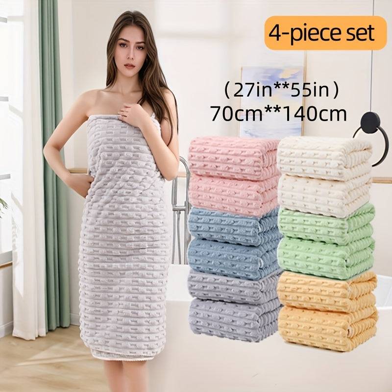 4-Pack Waffle Weave Bath Towels Super Soft & Quick-Dry Microfiber for Adults Durable Towels for Daily or Travel Use