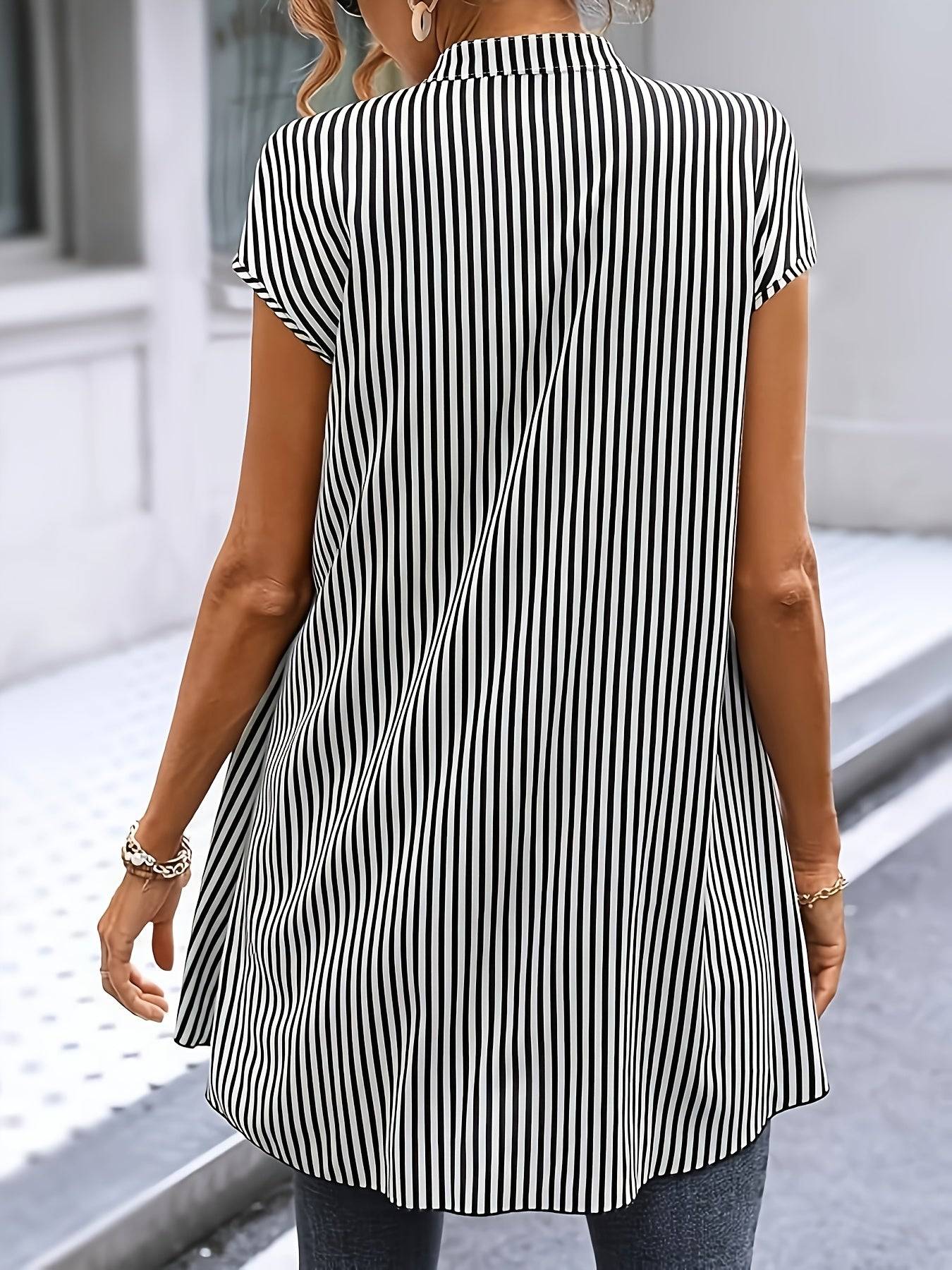 Striped Short Sleeve Shirt Casual Summer