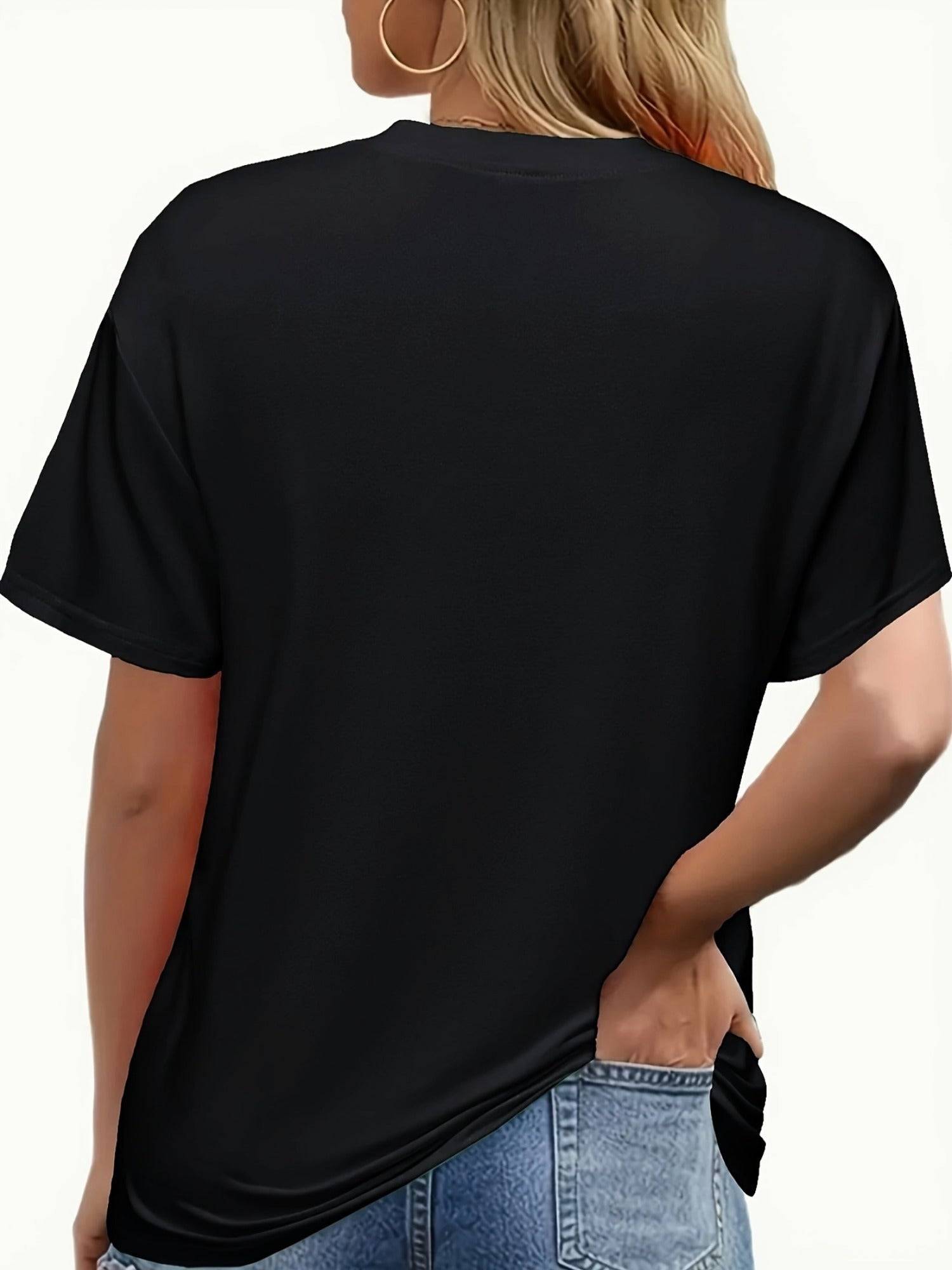 Women’s Casual T-Shirt with 23 Number Print, Short Sleeve Motorcycle Style Top, Comfortable 180g Fabric