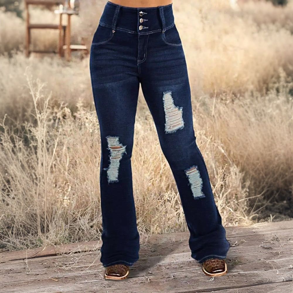 Women Ripped Wide Leg Jeans with High Waisted Fit