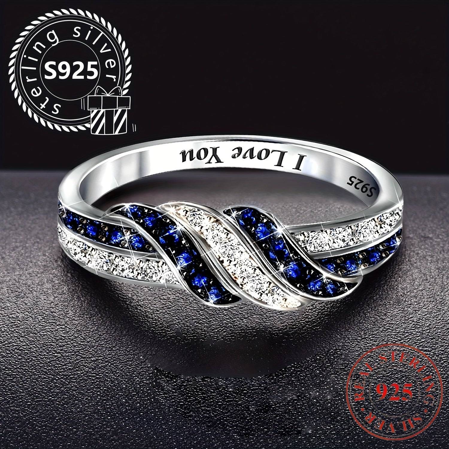 925 Sterling Silver Twisted Ring for Women – Elegant Cubic Zirconia Design, Perfect for Weddings, Engagements & Anniversary Gifts