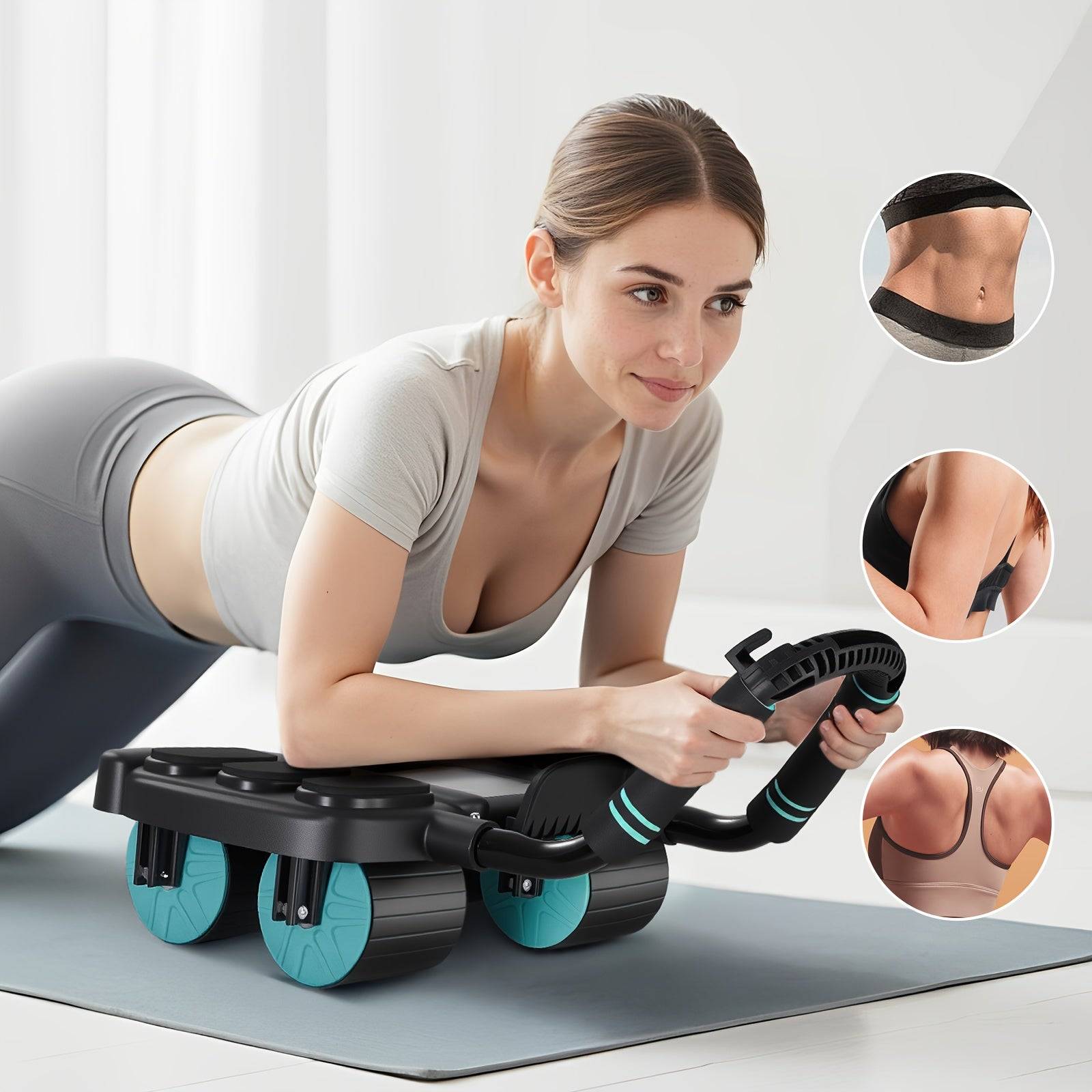 Self-Rebounding Ab Roller with Elbow Pads Automatic Rebound & Safety Brake Core Workout Equipment for Home Gym Fitness Training for Men & Women