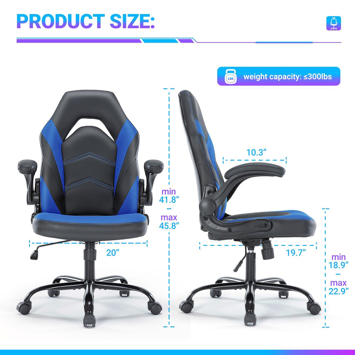 Gaming Chair Ergonomic PU Leather S Back Rocking Adjustable
