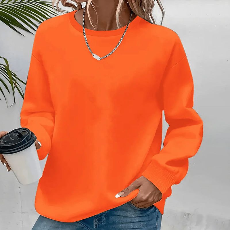 Solid Color Sweatshirts with Relaxed Pullover Fit