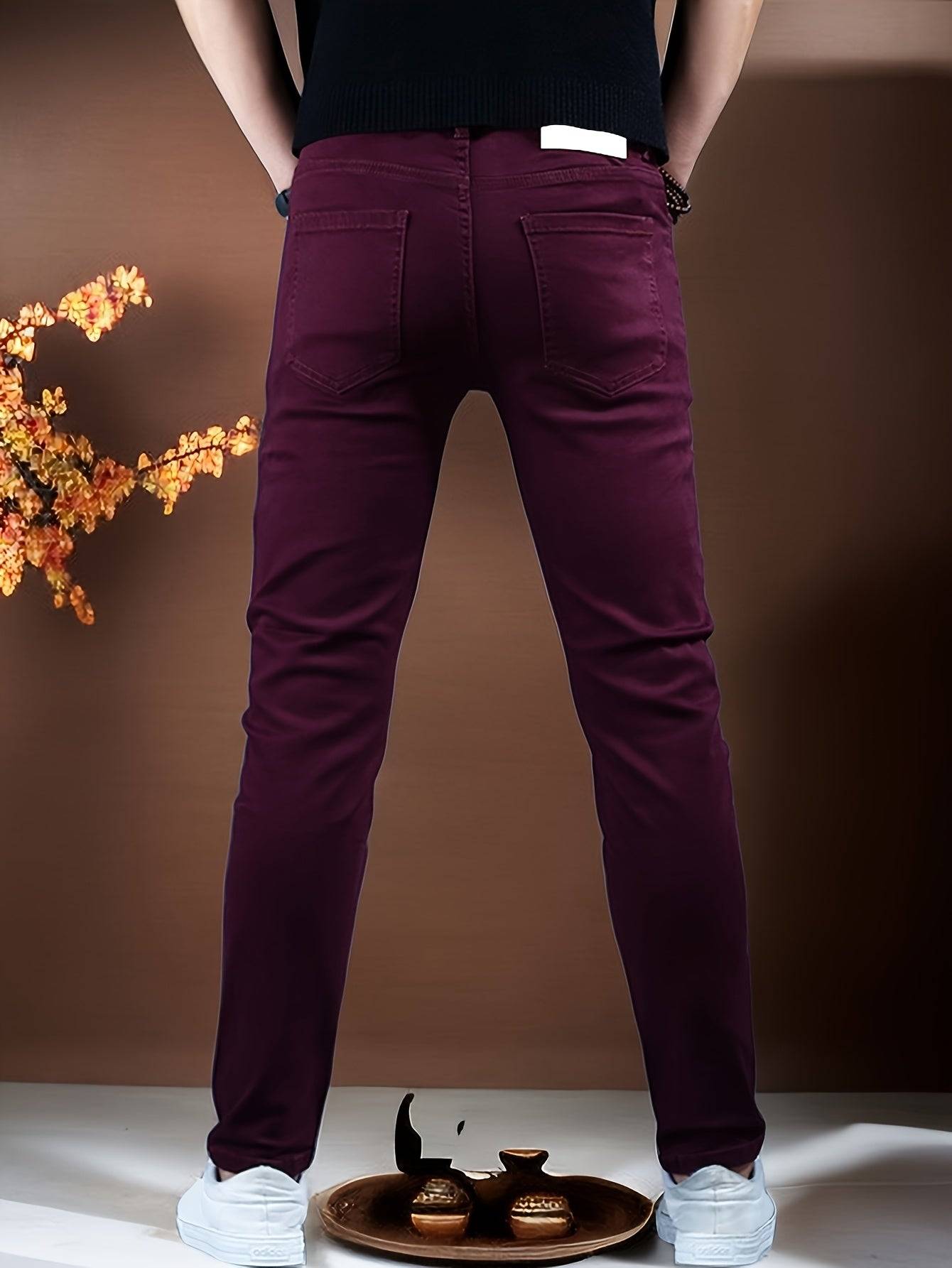 Men’s Slim Fit Jeans Stretch Denim with Elastic Waistband Cotton Blend Straight Leg All-Season Comfort Wear