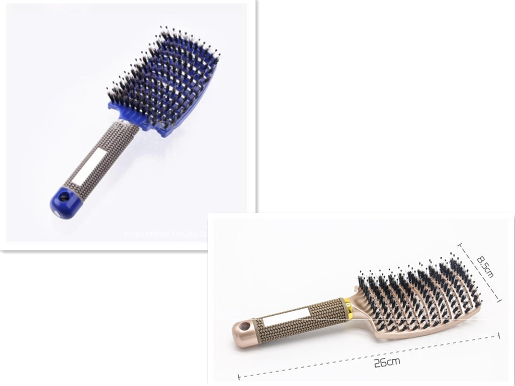 Bristle and Nylon Hair Brush with Massage and Soft Handle