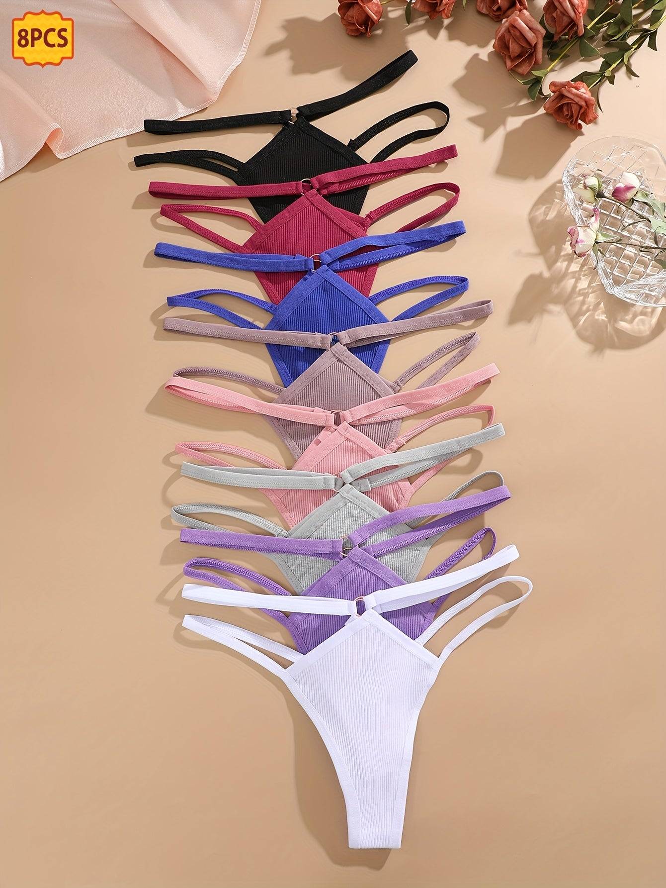 8-Pack Cotton Thong Set for Women – Soft, Breathable & Light-Tone Friendly Underwear