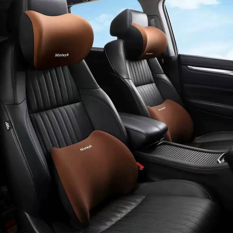 Ergonomic Car Neck & Lumbar Support Pillow Set Comfortable Foam Headrest for Driving 4-Season Universal Design 2 Sets