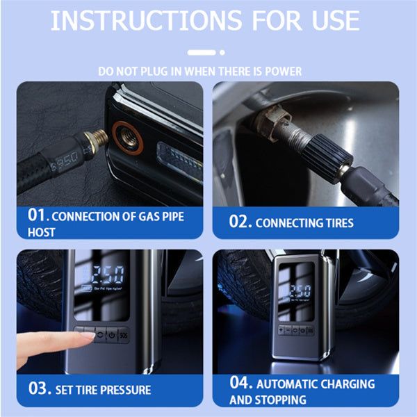 Cordless Tire Inflator With Digital Display And LED Light