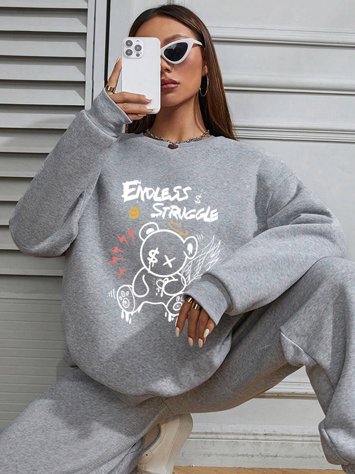 Women Sweatshirts Long Sleeve Crew Neck with Pockets