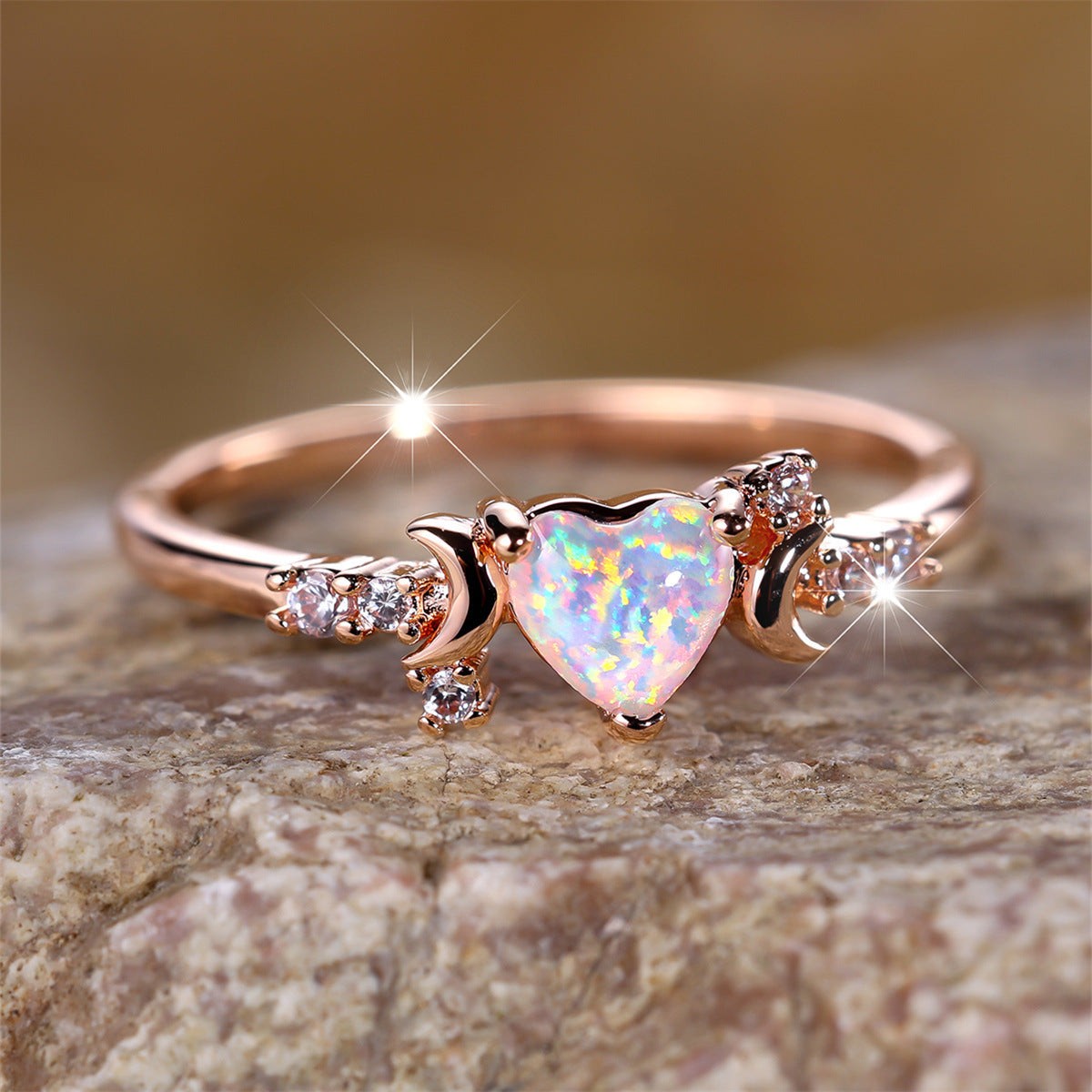 Women Adjustable Three Claw Moon Love Ring