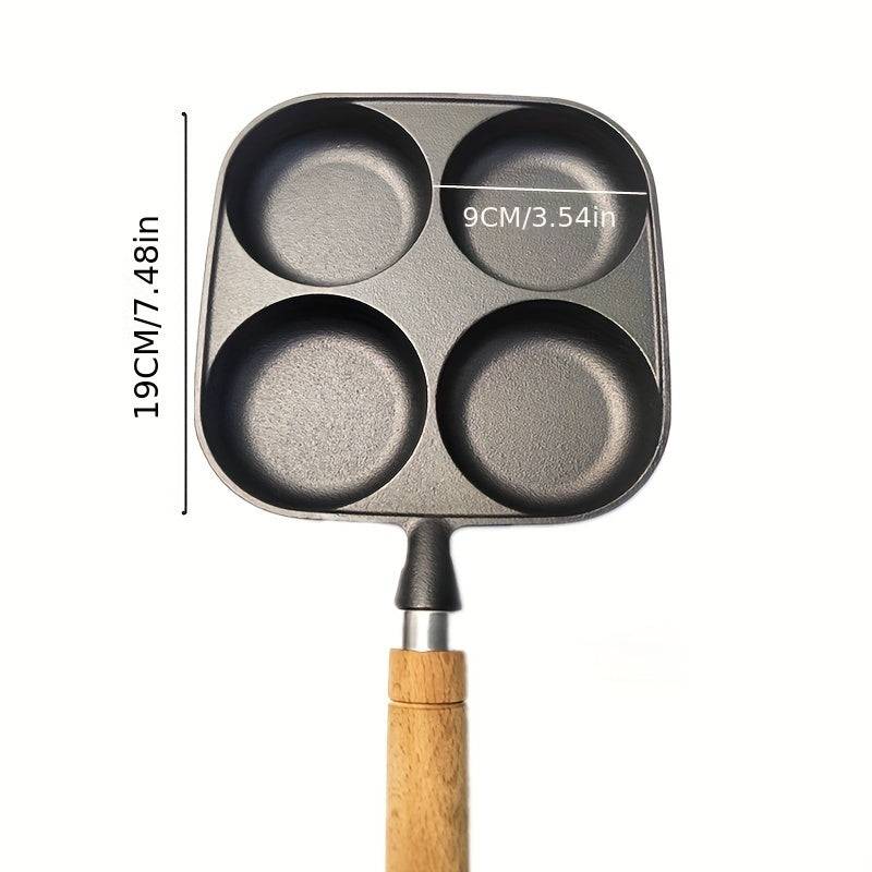 4-Hole Nonstick Egg & Omelette Pan – Multi-Section Frying Pan for Pancakes, Burgers, Bacon & Steak