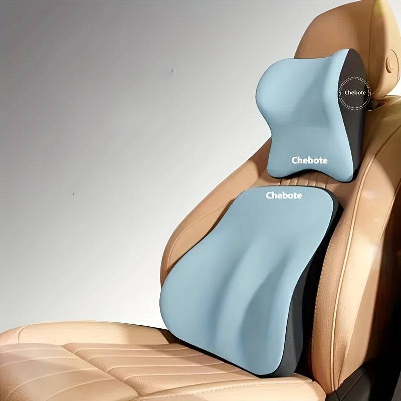 Ergonomic Car Saddle Set Memory Foam Lumbar Support & Neck Pillow, Machine Washable for Car Travel Comfort