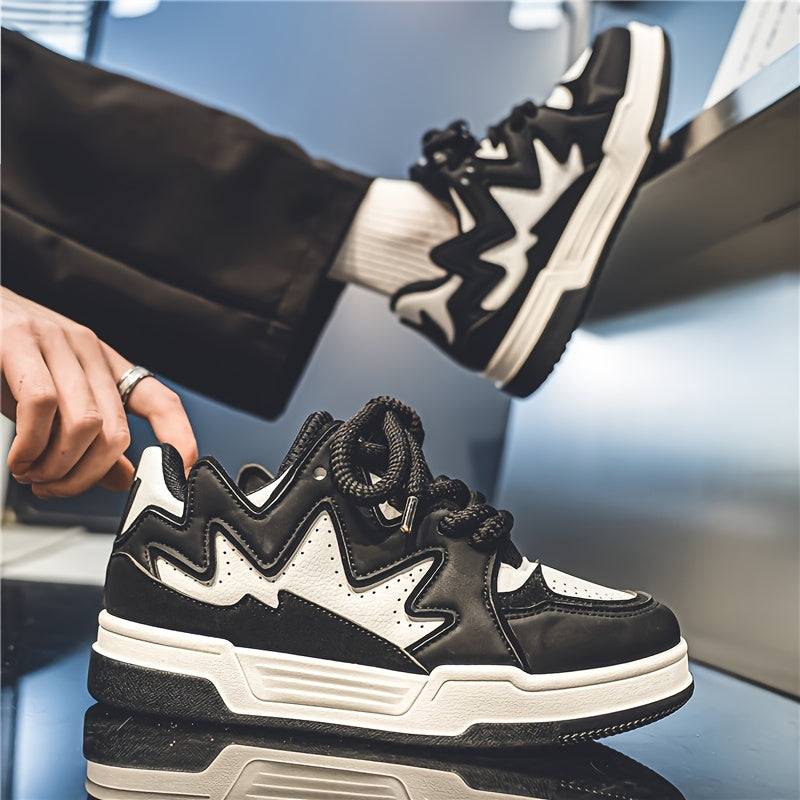 Men’s Low-Top Casual Sneakers Lace-Up Design with Thick PVC Sole & Breathable Lining for Daily Wear, Outdoor & Light Exercise