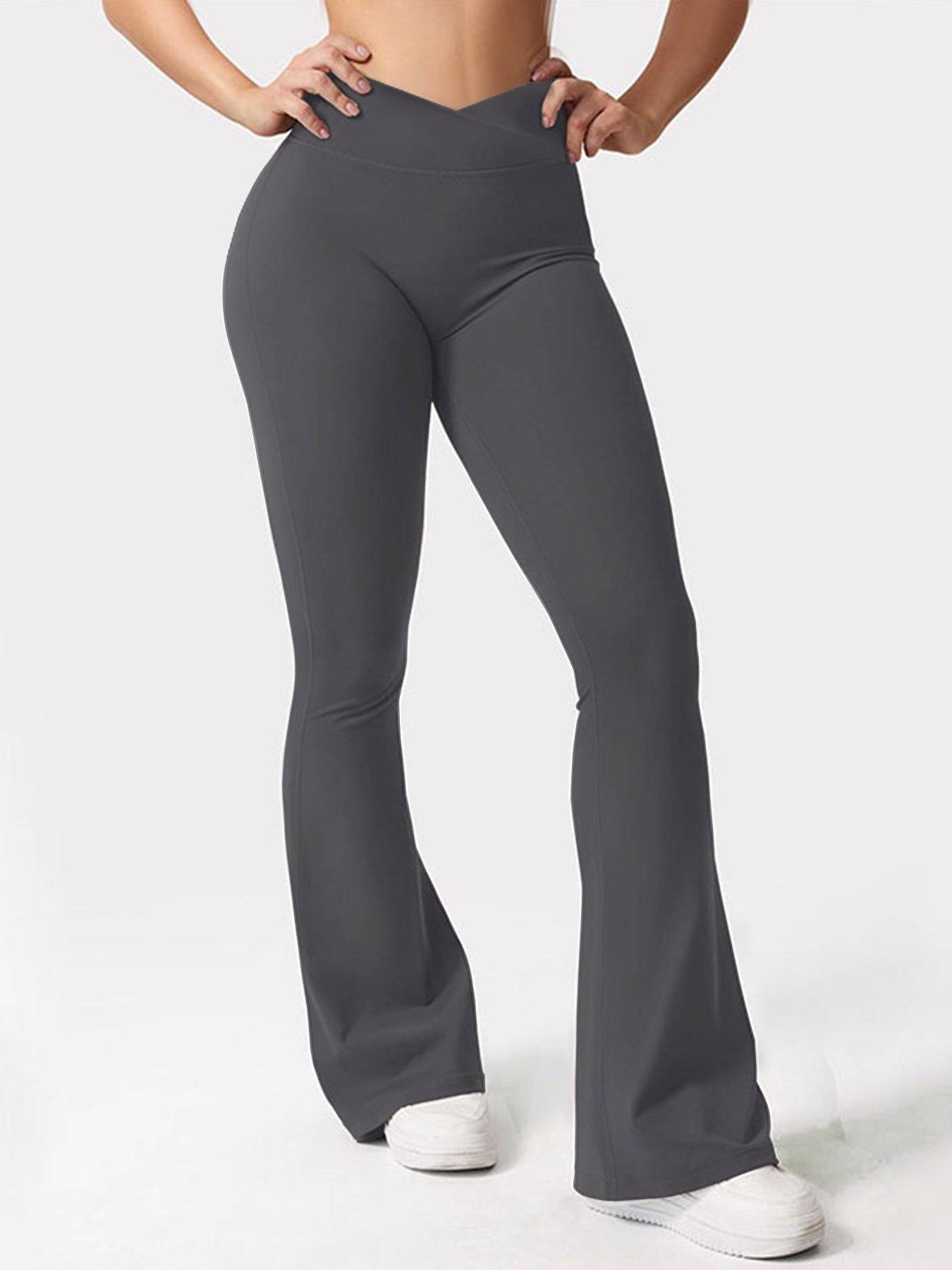 Womens V Waist Flare Leggins with Contouring Stretch Fit