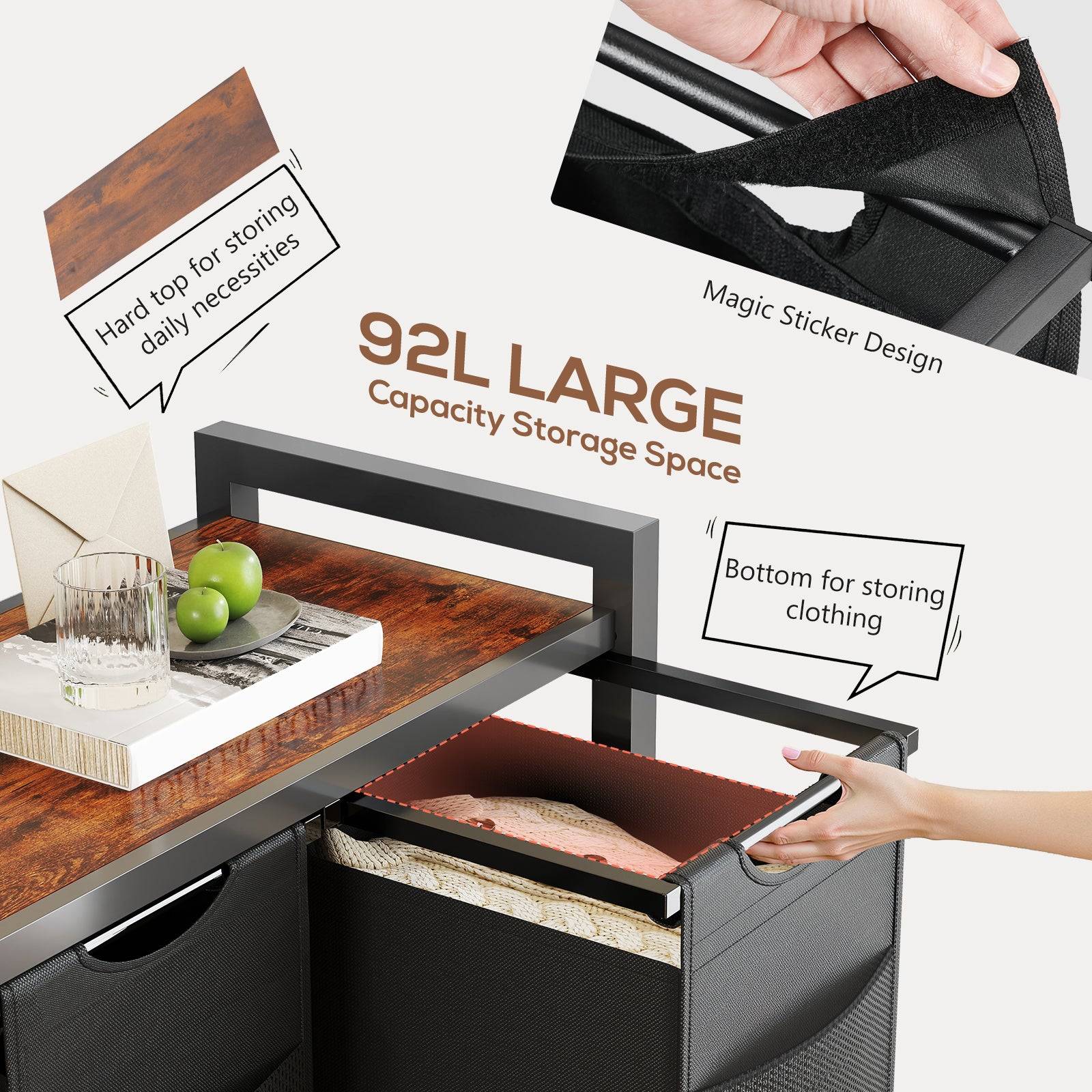 Laundry Basket with Removable Bags and Storage Shelf