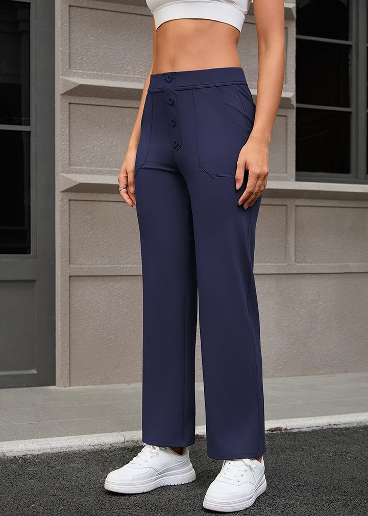 Womens Yoga Style Straight Leg Pants with Pockets