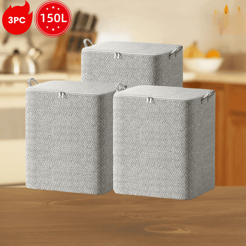 Large Capacity Storage Bag 40/55 Gallon, Foldable Fabric Organizer Box for Blankets, Clothes, Under-Bed and Wardrobe Storage