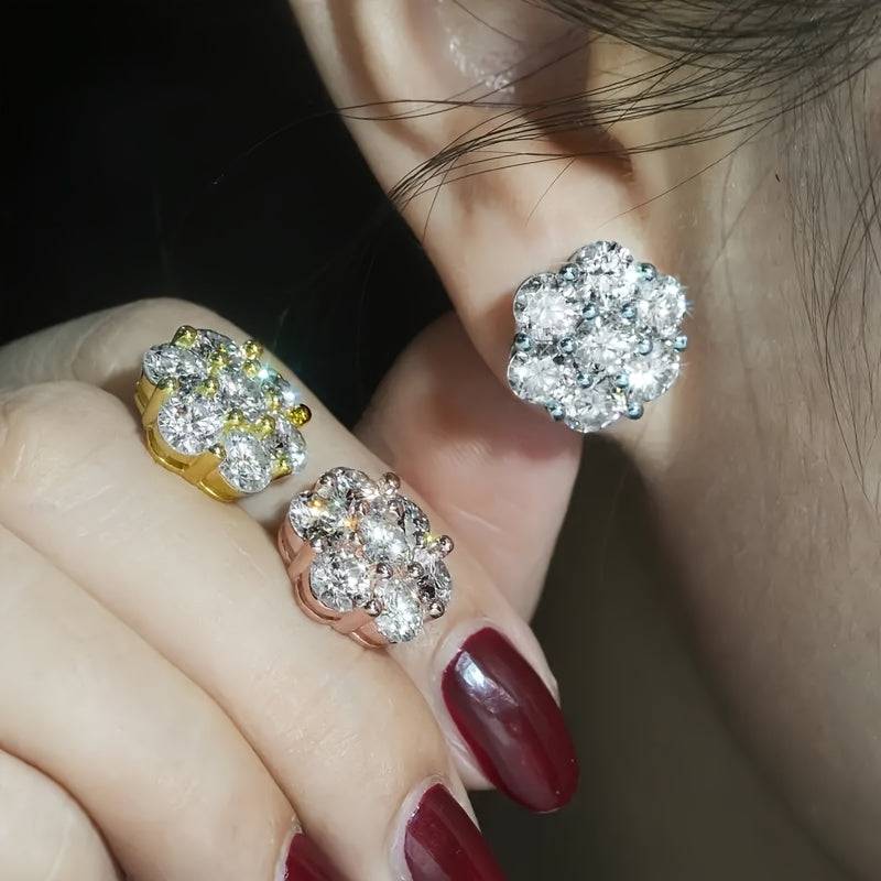 4.2 Carat Moissanite Earrings in S925 Silver Unisex Spiral Base Design Elegant Gift-Ready Jewelry for Daily Wear