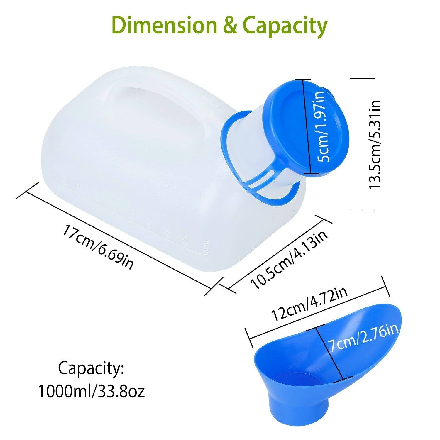 Portable Unisex Urinal Bottle with Funnel for Emergency Use