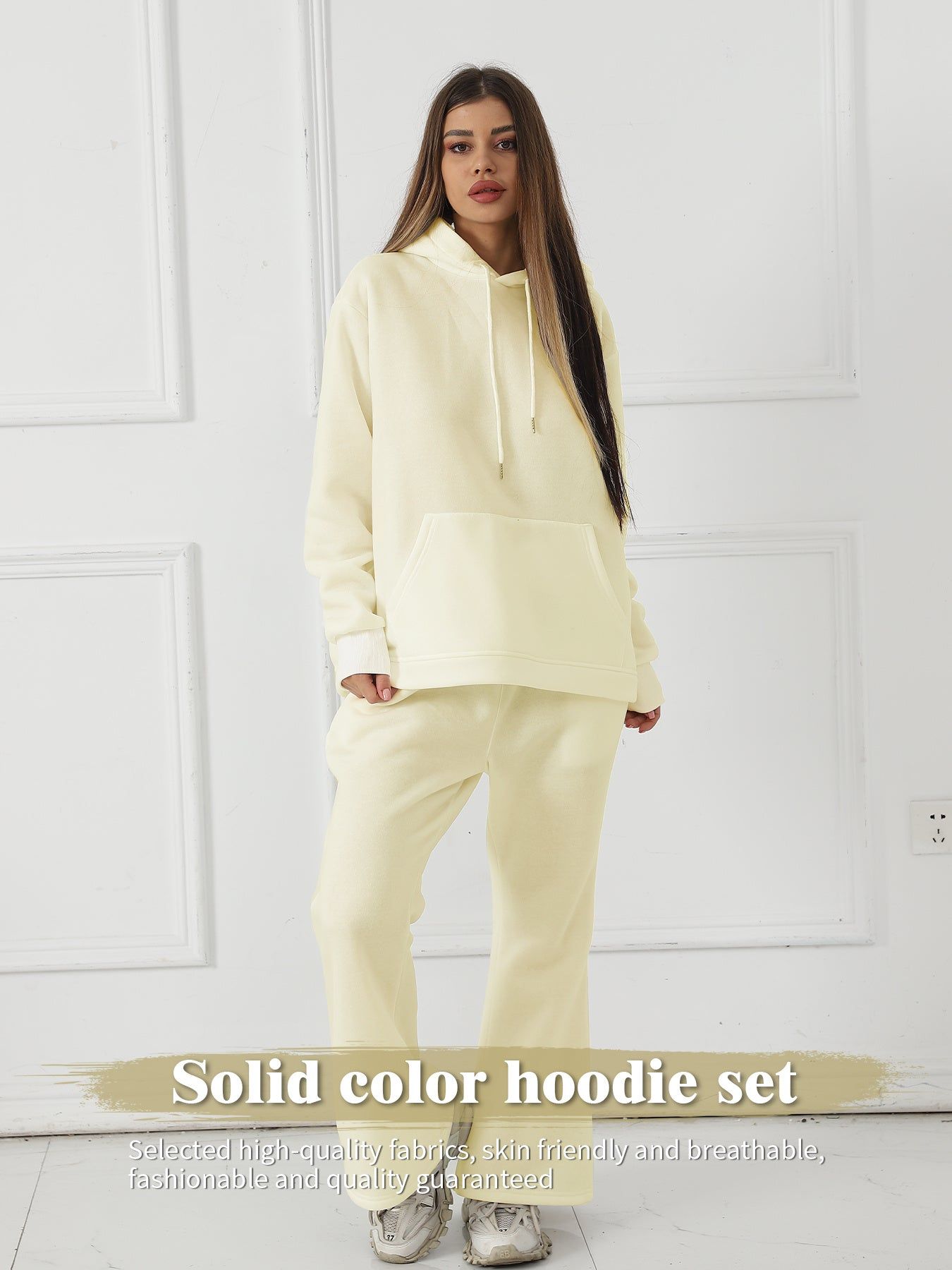 Women Two Piece Sets Solid Color Sweatshirt Outfit
