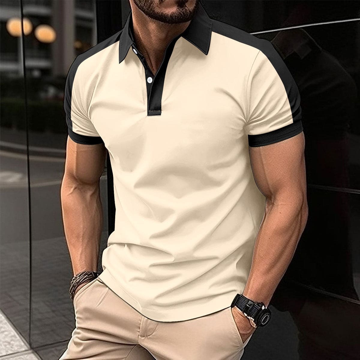 Men's Short Sleeve Business Shirt Summer Casual Polo Shirts - PMMNAPOLES