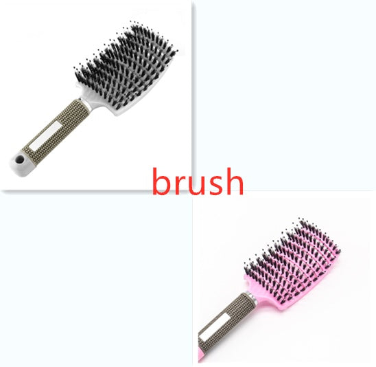 Bristle and Nylon Hair Brush with Massage and Soft Handle