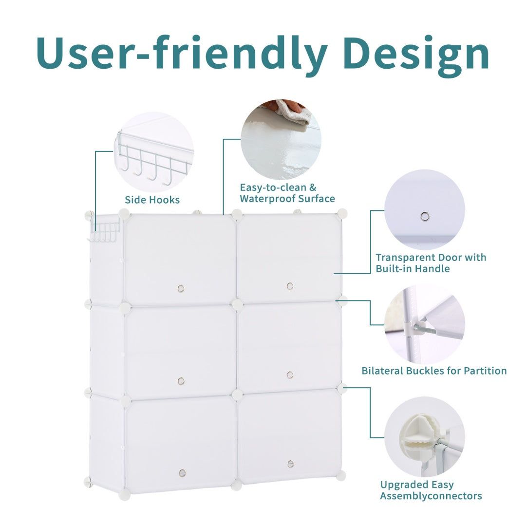 6 Tier Modular Shoe Rack Cabinet for 32 Pairs Storage