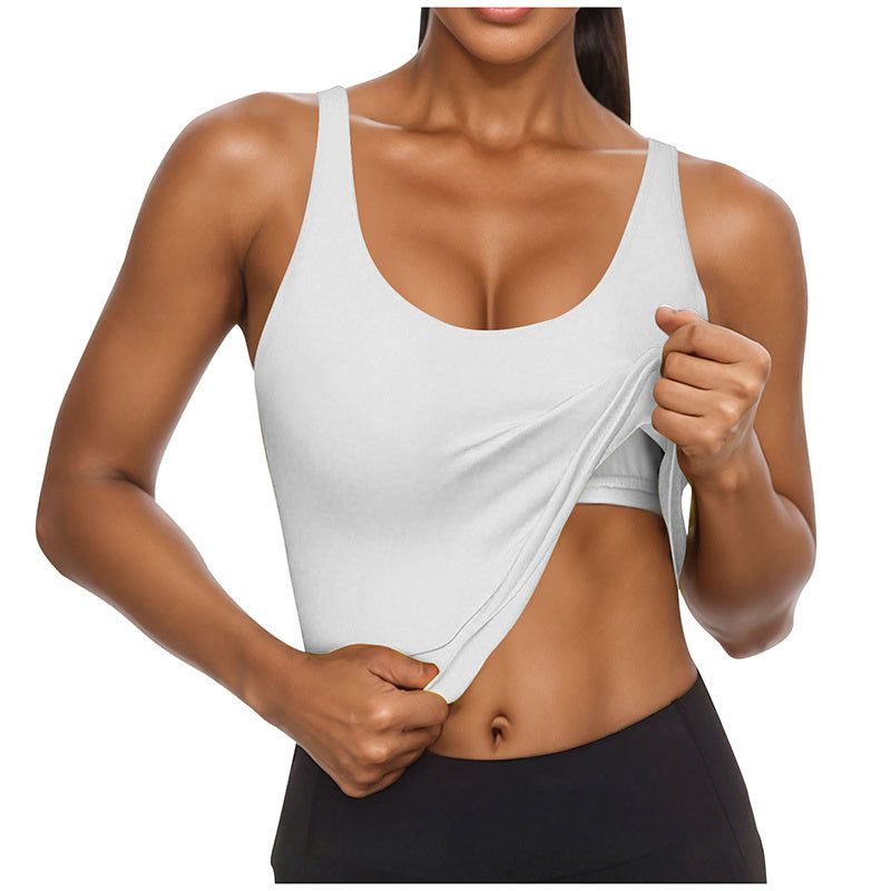 U Neck T Shirt Tank with Built In Bra and Soft Stretch Fit