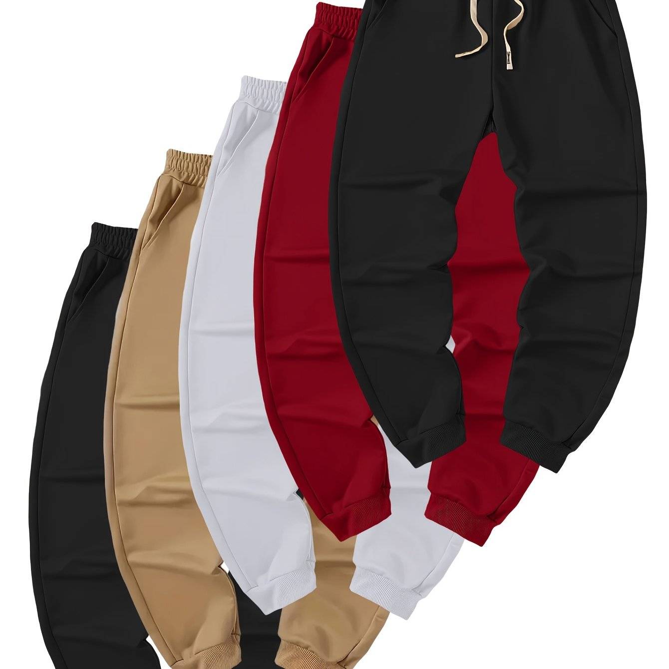 Men’s Jogger Pants 5-Pack – Elastic Waist, Drawstring, Casual Fit for Sports & Streetwear