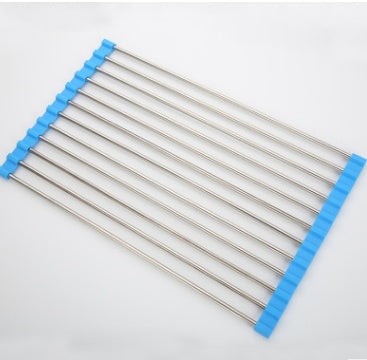 Folding Sink Drainer Stainless Steel Roll Up Kitchen Rack
