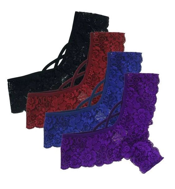 Thong Lace High Waist Stretch G String Panties 4 Pack