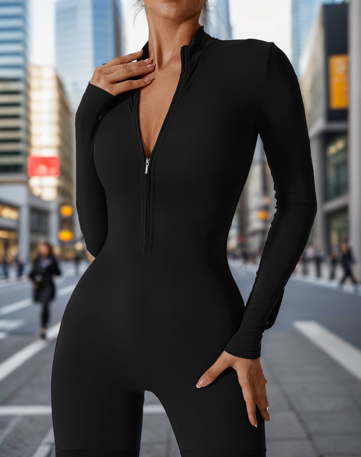 Women’s One-Piece Workout Jumpsuit with Hip-Lifting Design, Tight Fit, Moisture-Wicking Nylon