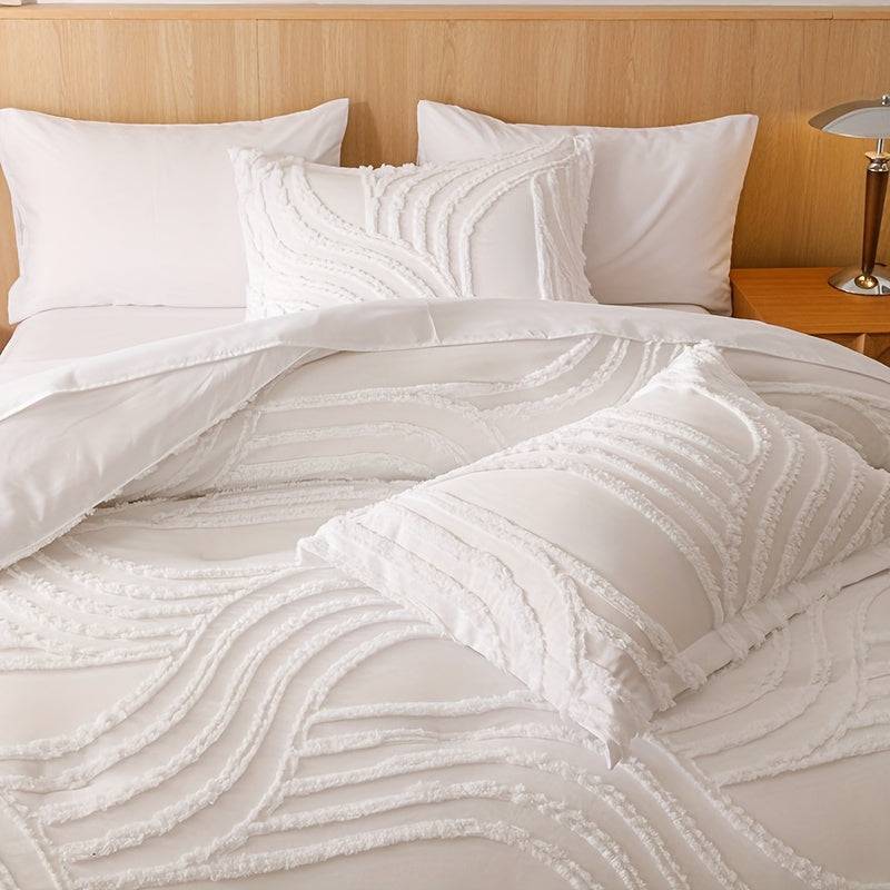 Boho Tufted Velvet Quilt Set – 2/3-Piece Microfiber Comforter & Pillowcases for Queen/King Bed